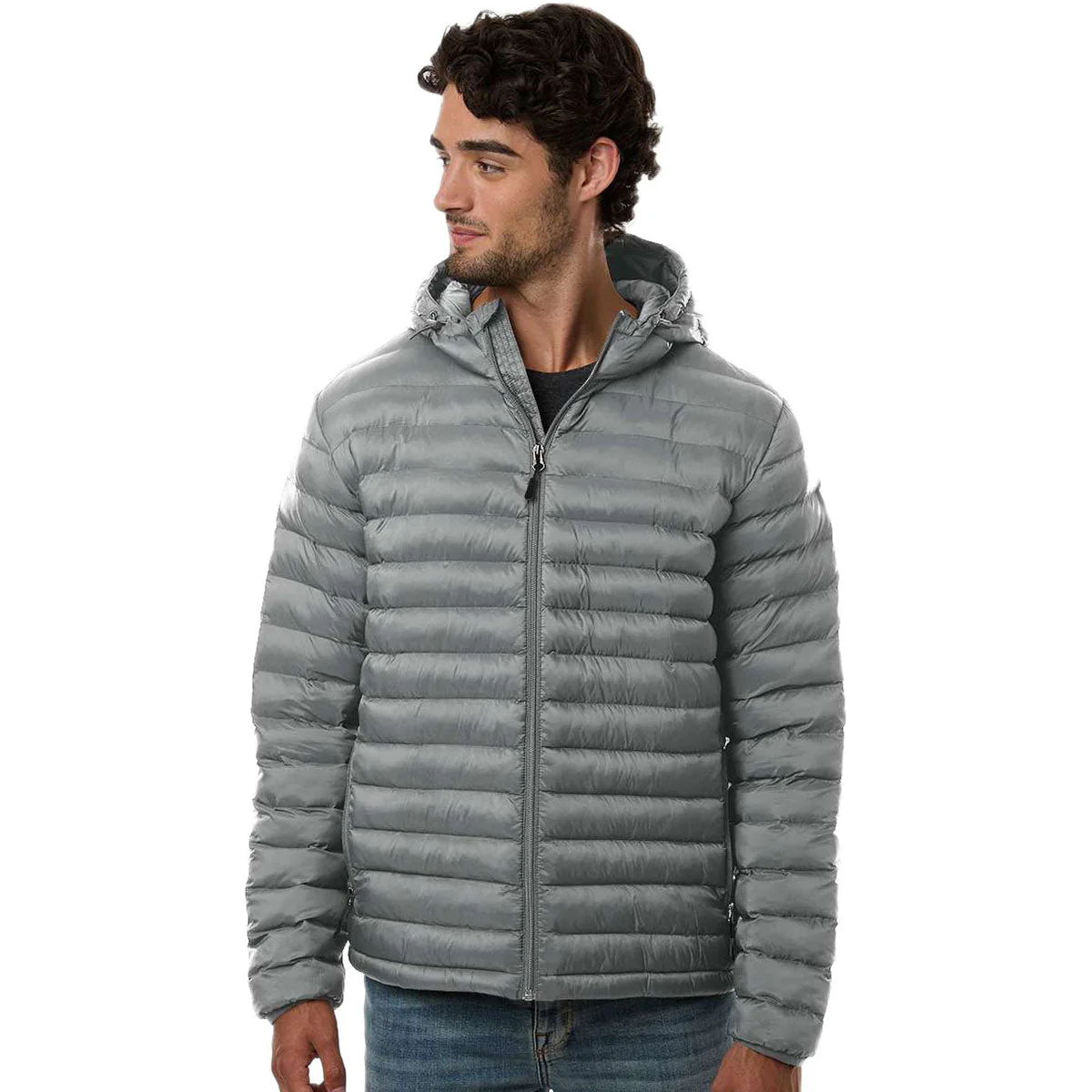 Weatherproof Men's Chelsea Grey Lightweight Poly-Filled Hooded Puffer Jacket - Image 3