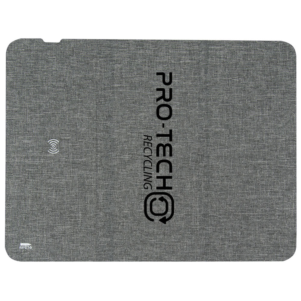 Hit Grey RPET 10W Wireless Charging Mouse Pad