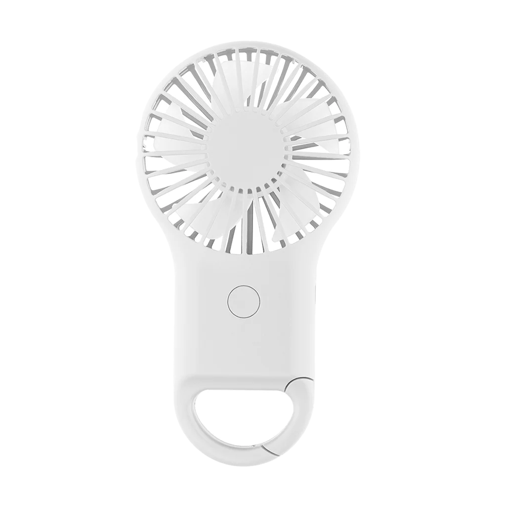 Hit White Rechargeable Handheld Fan With Carabiner 2.0