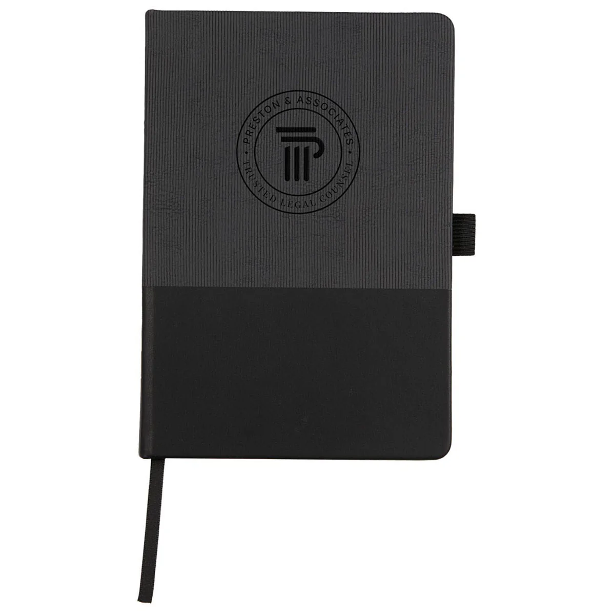 Leed's Black 5.5" x 8.5" FSC Recycled Ribbed Bound Journal - Image 2