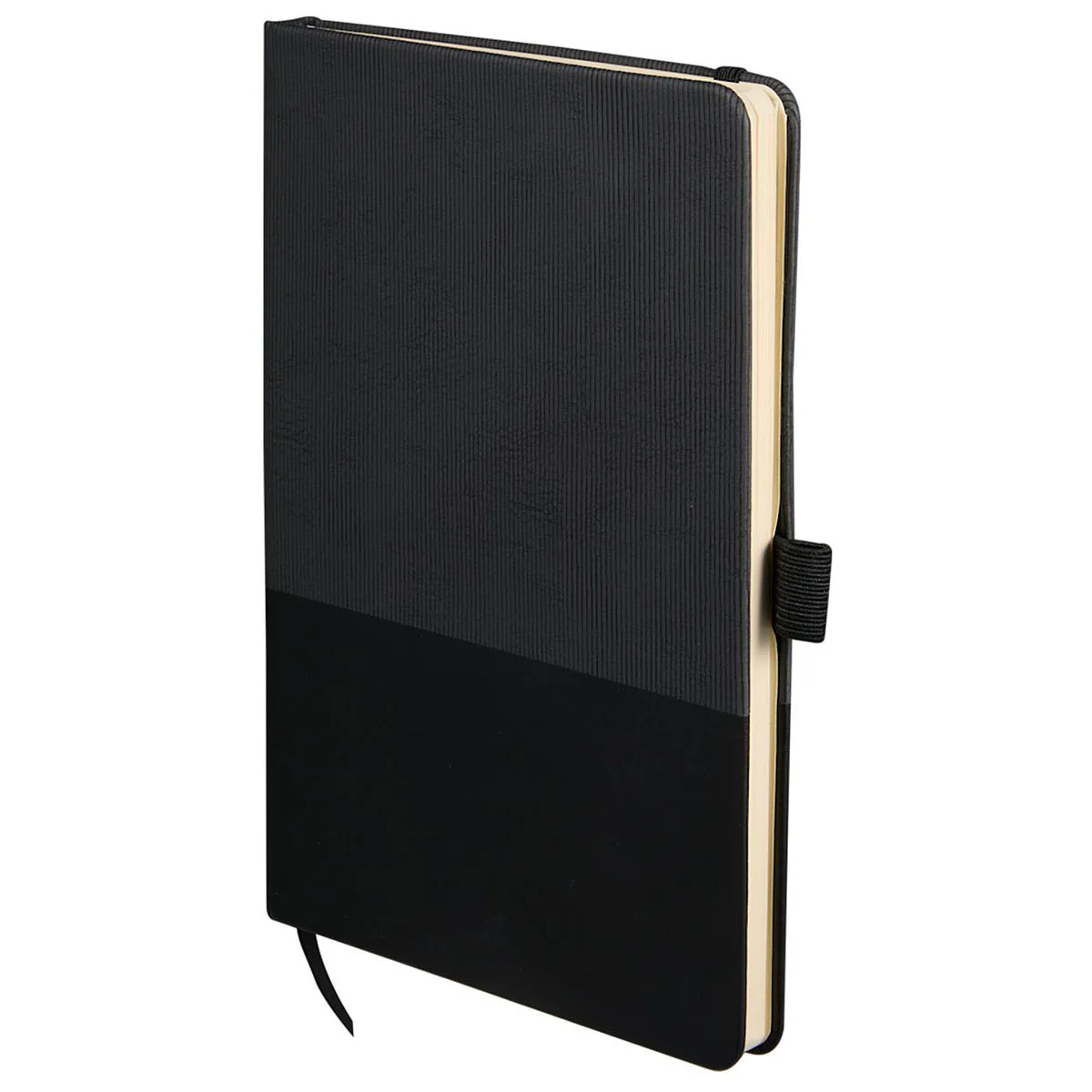 Leed's Black 5.5" x 8.5" FSC Recycled Ribbed Bound Journal - Image 3