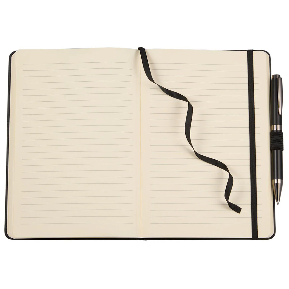 Leed's Black 5.5" x 8.5" FSC Recycled Ribbed Bound Journal - Image 5