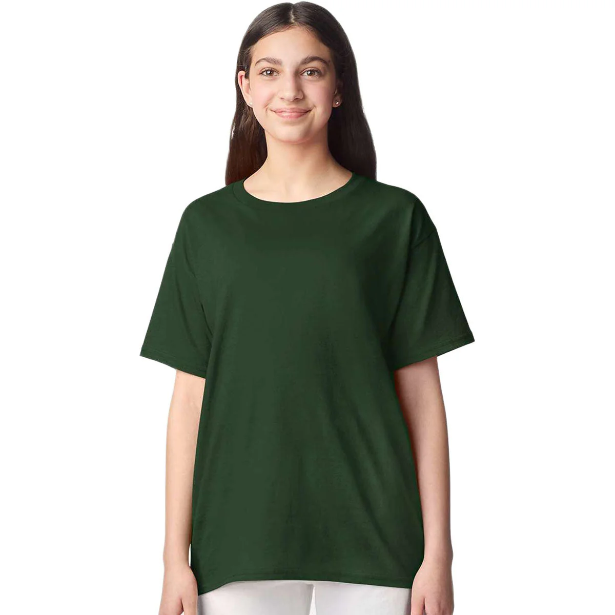 Gildan Youth Forest Green Light Cotton T-Shirt - Image 3