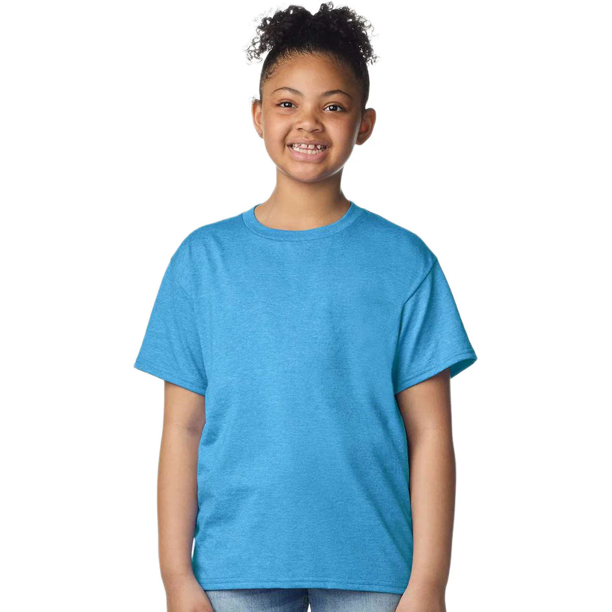 Gildan Youth Heather Sapphire Light Cotton T-Shirt - Image 3