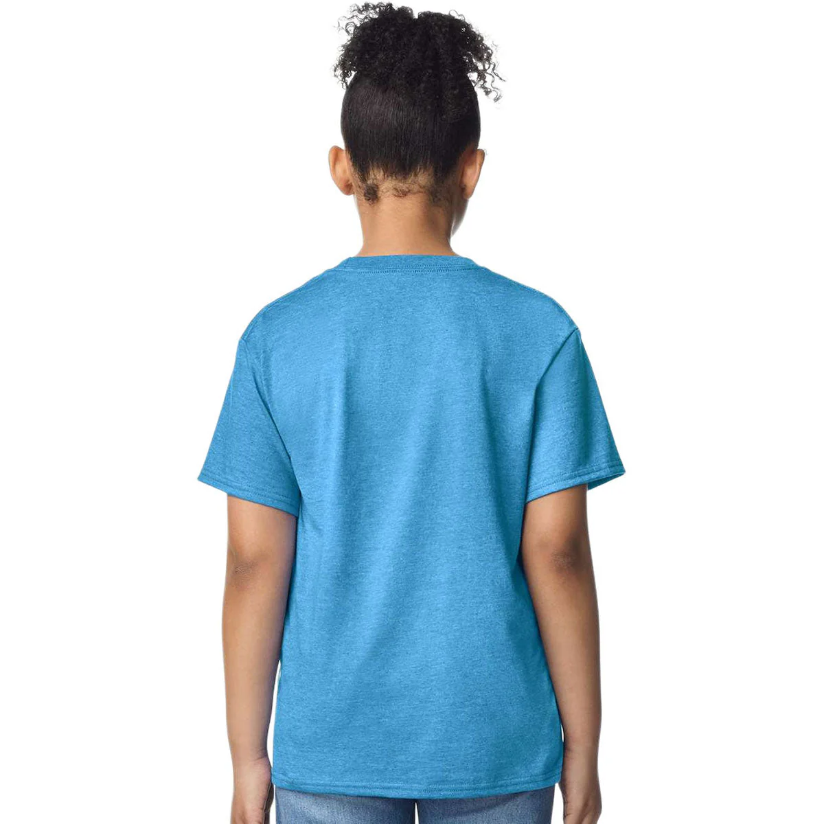 Gildan Youth Heather Sapphire Light Cotton T-Shirt - Image 4