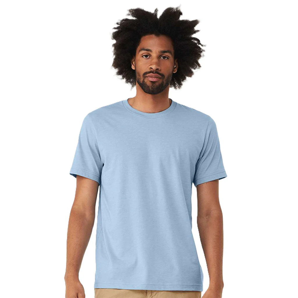Bella + Canvas Unisex Heather Baby Blue CVC Jersey Tee - Image 3