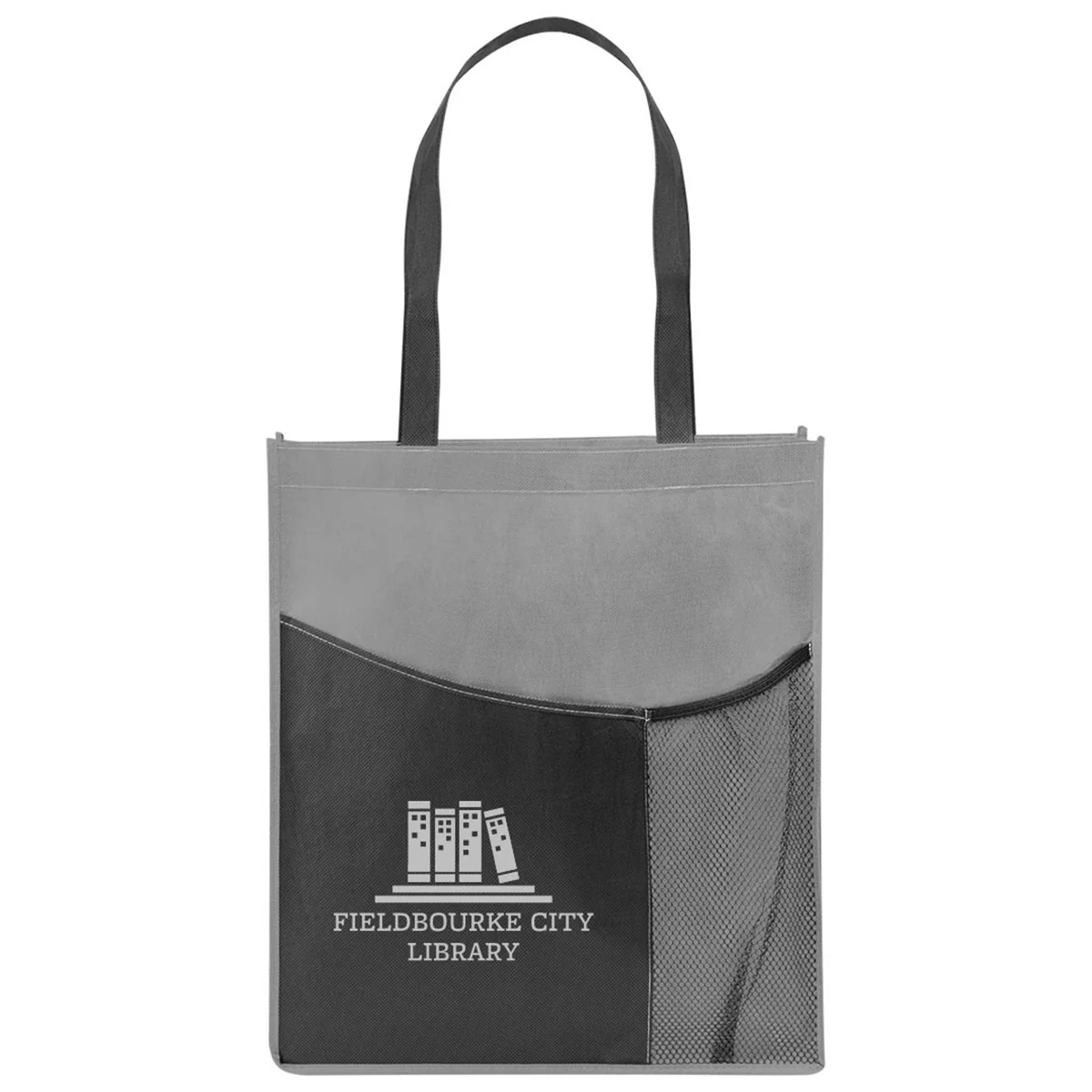 Hit Grey with Black Pisces rPET Non-Woven Tote Bag - Image 2