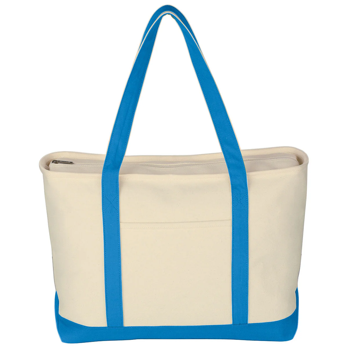 48-Hour Hit Natural/Light Blue Large Starboard Cotton Canvas Tote Bag