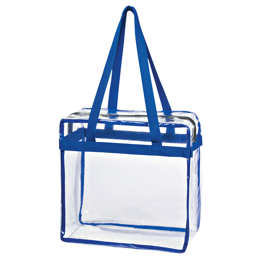 Hit Clear with Royal Trim EVA Tote Bag with Zipper - Image 2