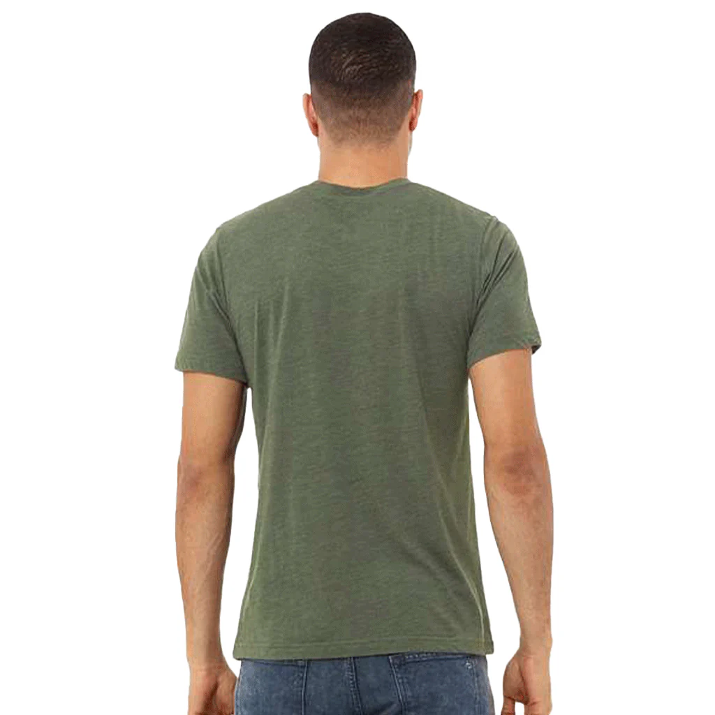 Bella + Canvas Unisex Military Green Triblend Short-Sleeve T-Shirt - Image 4
