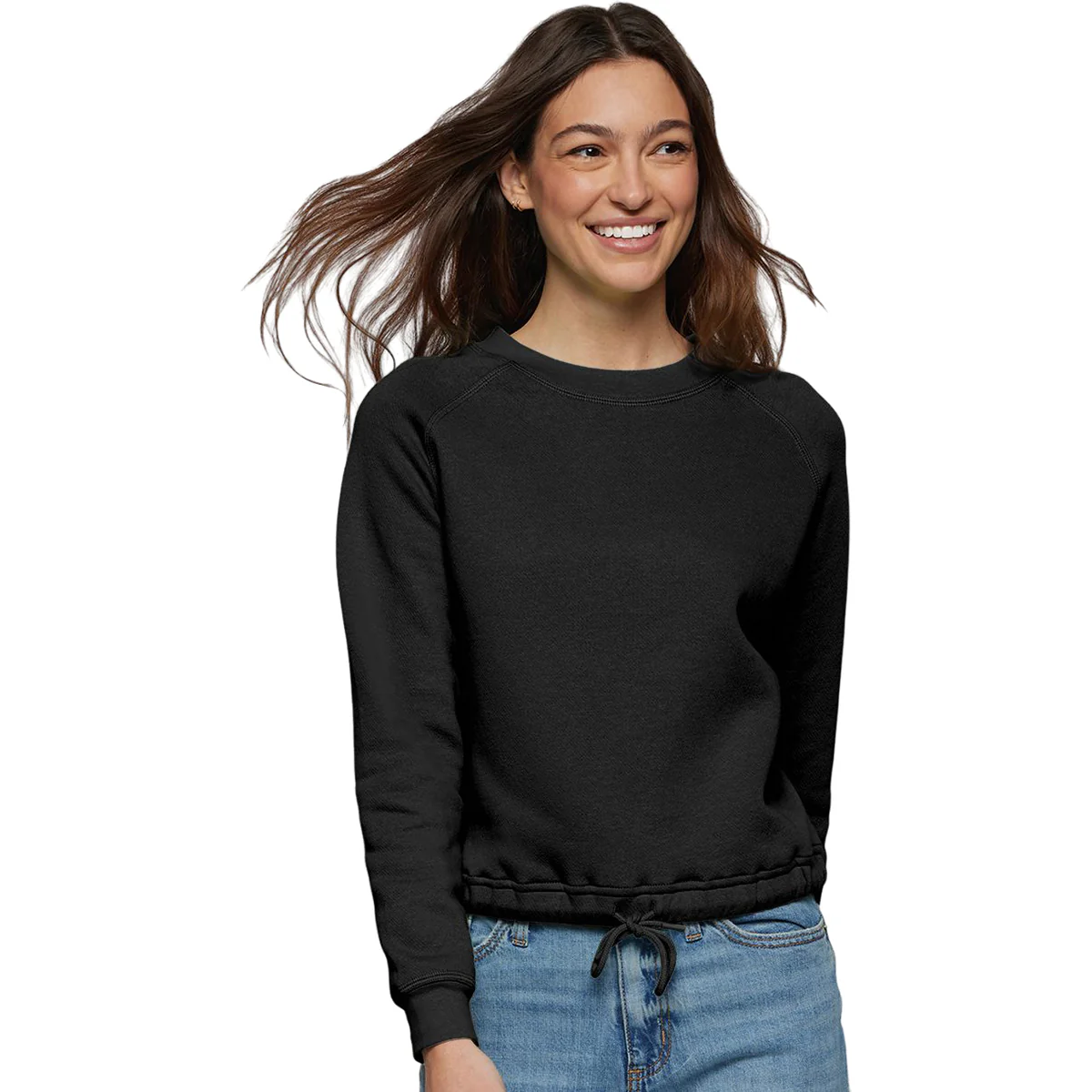 LAT Women's Black Relaxed 3-End Boxy Fleece Crewneck Sweatshirt - Image 3