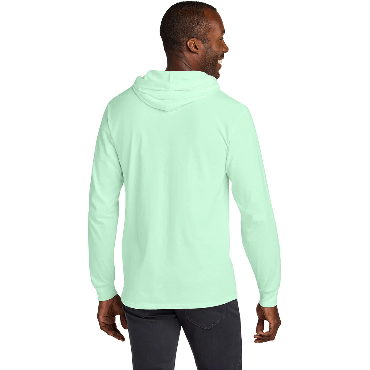 Jerzees Classics Unisex Mint To Be Cotton Long Sleeve Hooded T-Shirt - Image 4