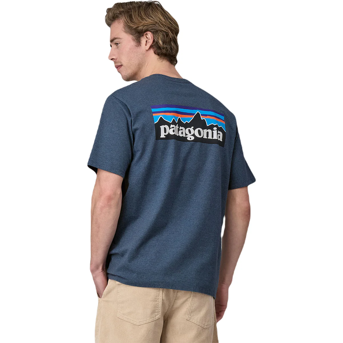 Patagonia Men's Utility Blue P-6 Logo Responsibili-Tee - Image 4