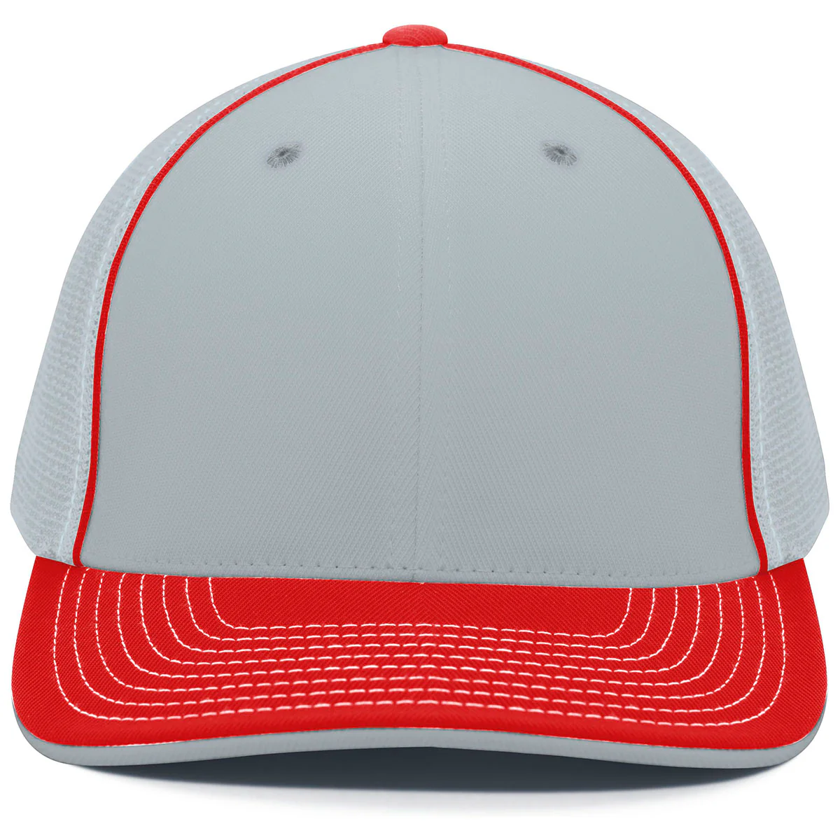 Pacific Headwear Silver/Red Universal Fitted Trucker Mesh Cap - Image 3