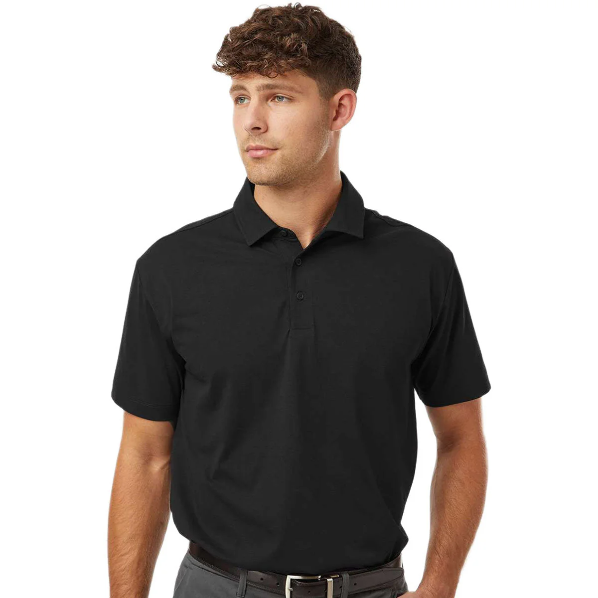 AllPro Men's Black Pro-Flex Sorona Polo - Image 3