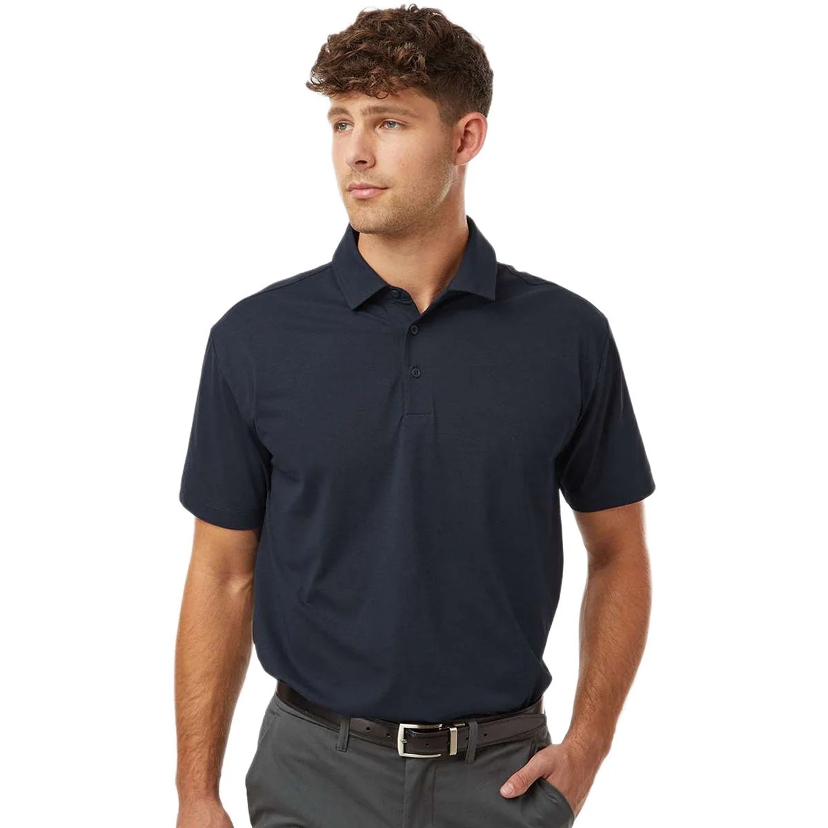 AllPro Men's Navy Pro-Flex Sorona Polo - Image 3