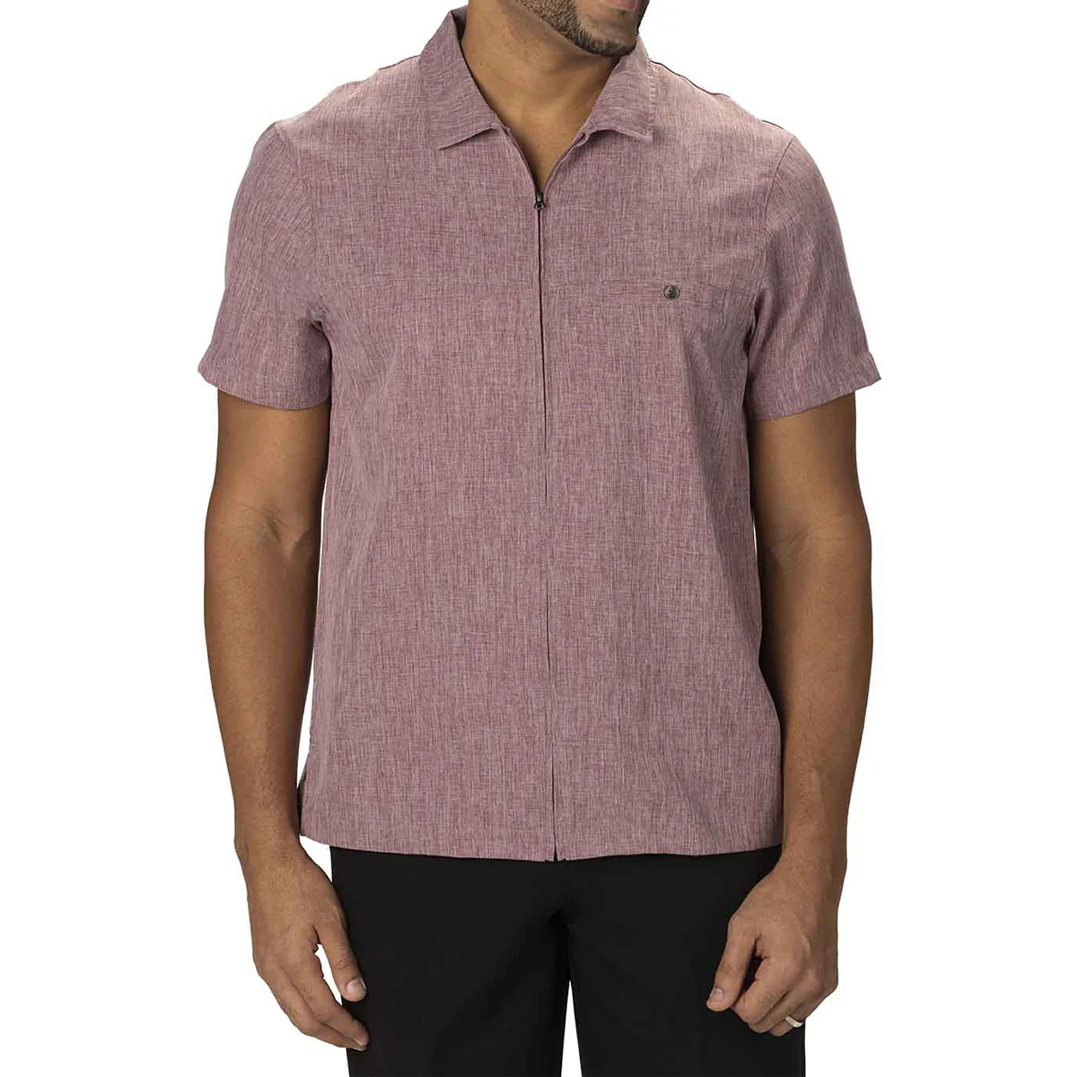 Edwards Men's Burgundy Heather Melange Ultra-Light Chambray Service Shirt - Image 3
