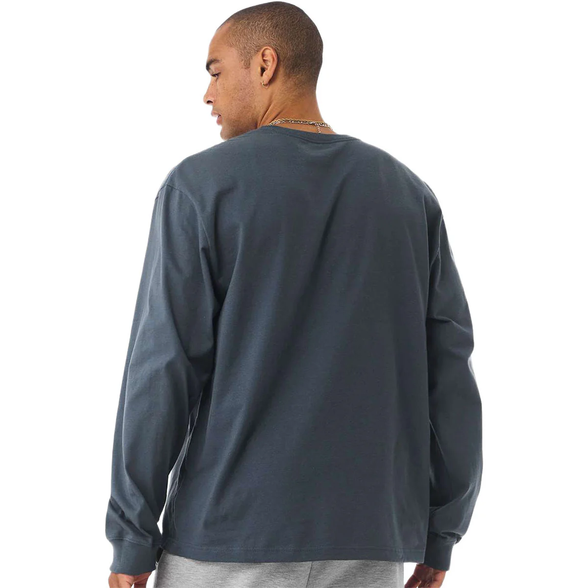 Bella + Canvas Men's Vintage Navy 7.5 oz Heavyweight Long Sleeve Tee - Image 4