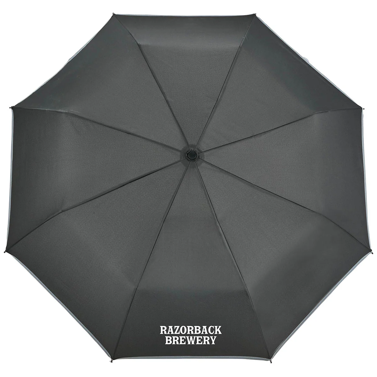 Leed's Black 48'' RPET Umbrella w/ Reflective Trim