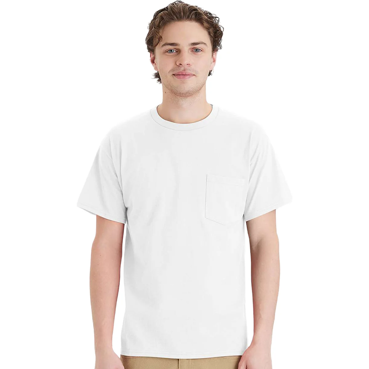 Hanes Unisex White Essential-T Pocket T-Shirt - Image 3