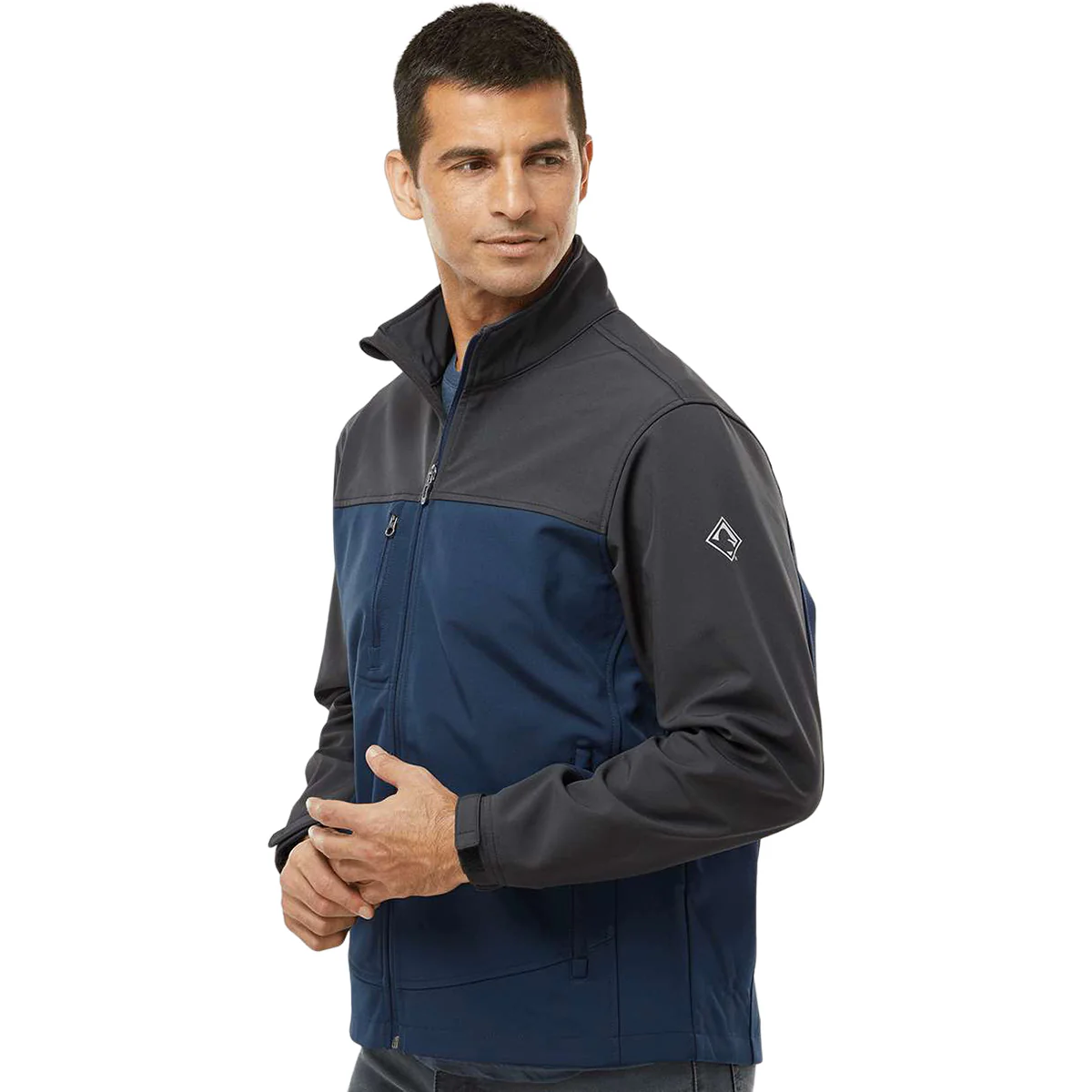 Dri Duck Men's Deep Blue/Charcoal Motion Soft Shell Jacket - Image 5