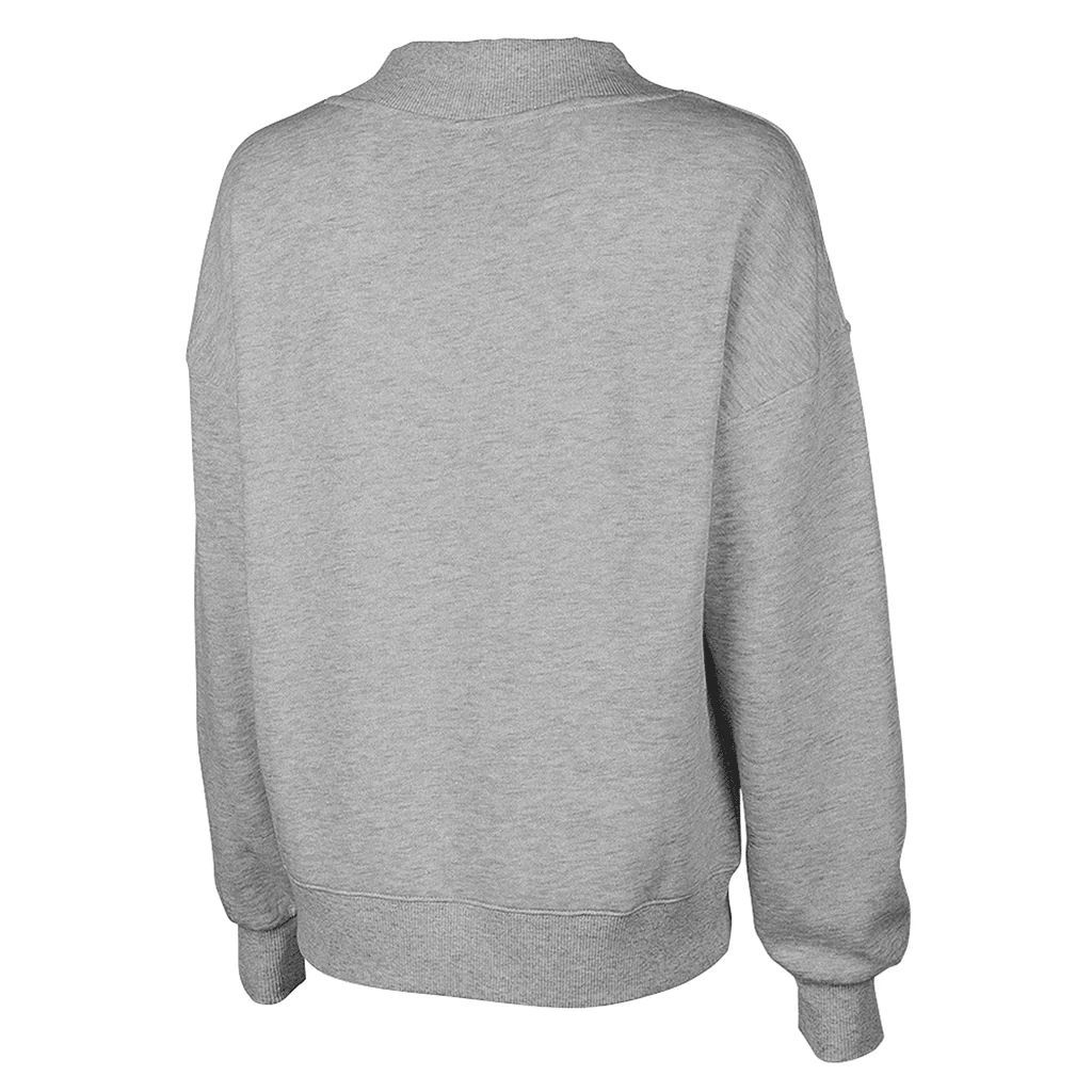 Charles River Women's Heather Grey Willow Mock-Neck Sweatshirt - Image 2