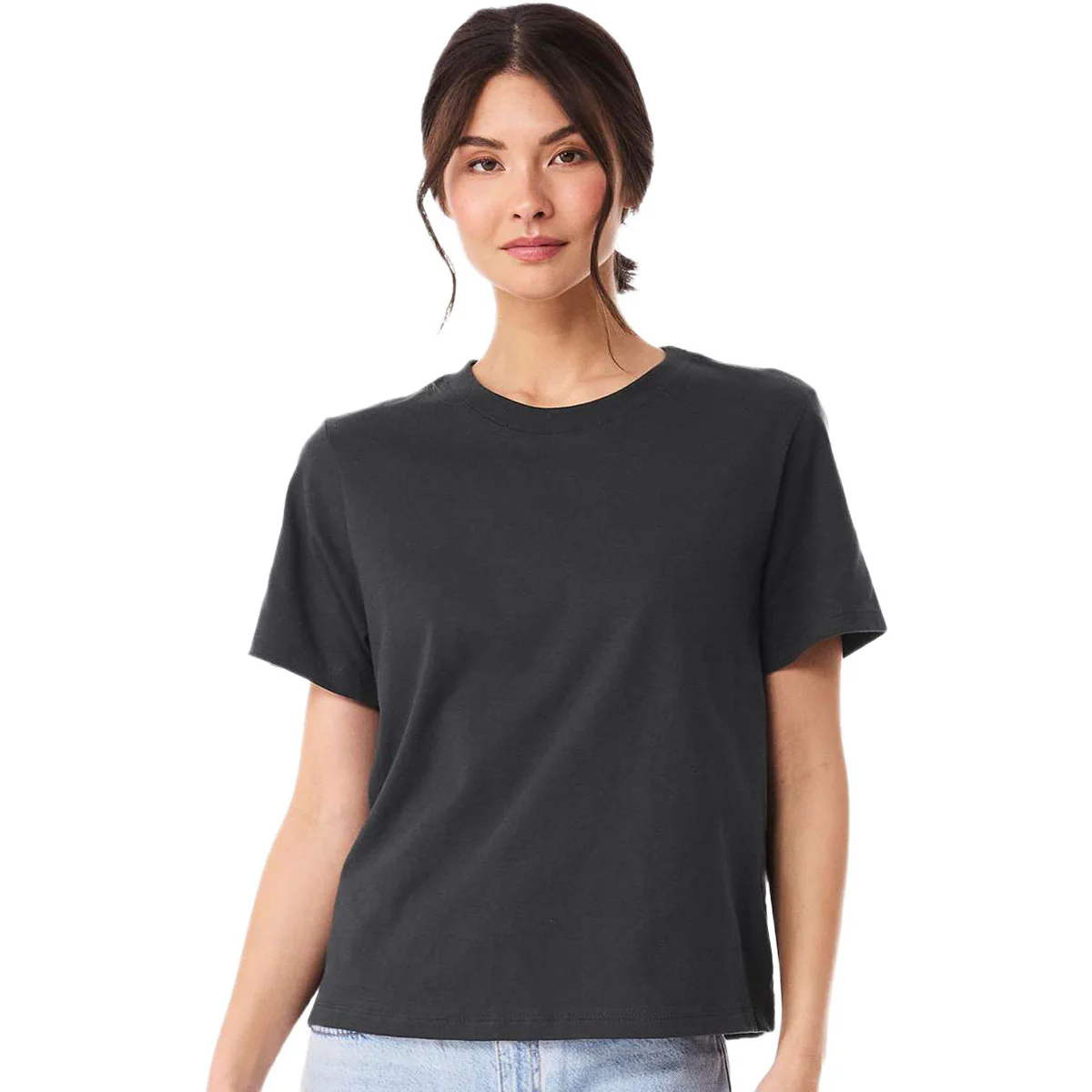 Bella + Canvas Women's Dark Grey 6 oz Heavyweight Tee - Image 3