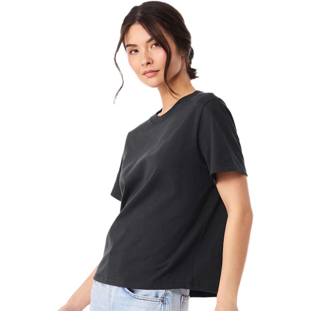 Bella + Canvas Women's Dark Grey 6 oz Heavyweight Tee - Image 5