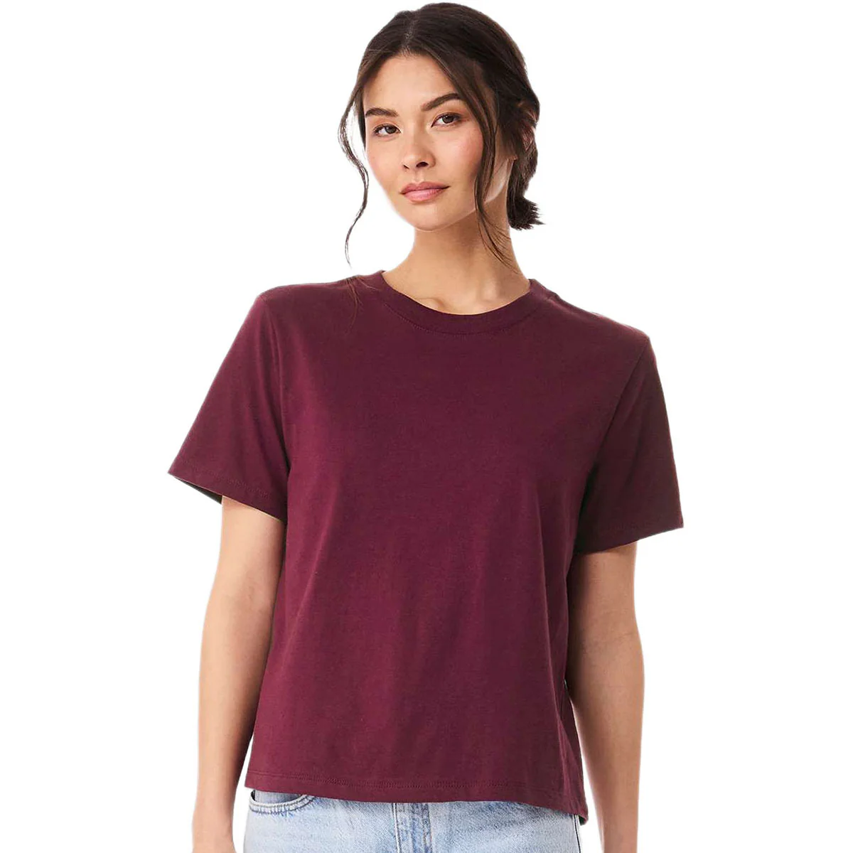 Bella + Canvas Women's Maroon 6 oz Heavyweight Tee - Image 3
