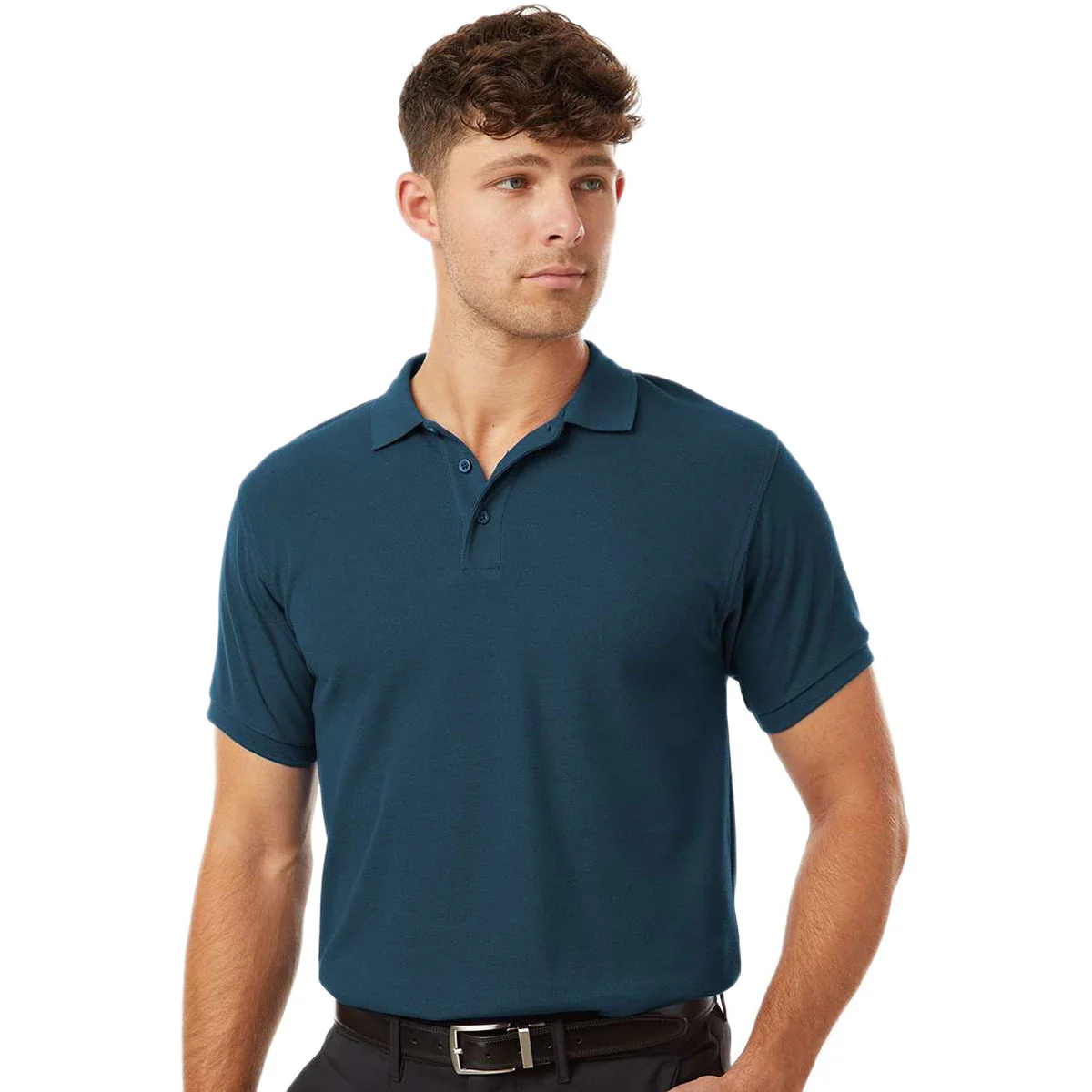 AllPro Men's Atlantic Blue Pique Polo - Image 3