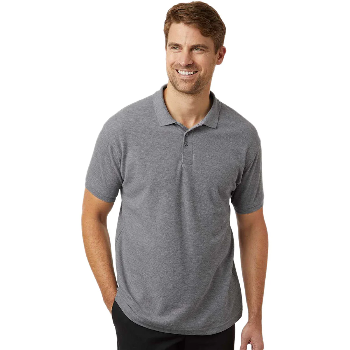 AllPro Men's Heather Granite Pique Polo - Image 3