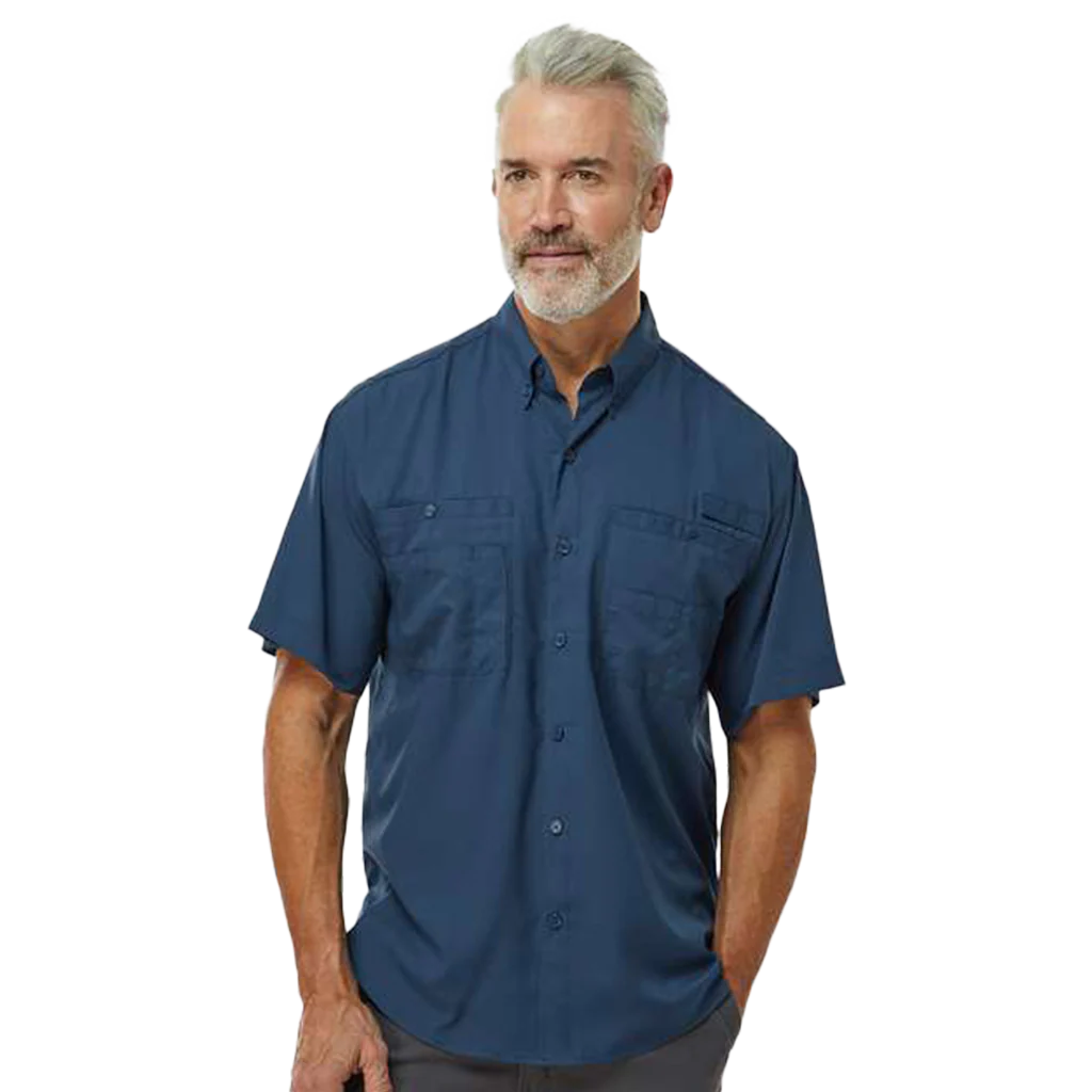 Paragon Men's Navy Hatteras Performance Short Sleeve Fishing Shirt - Image 2