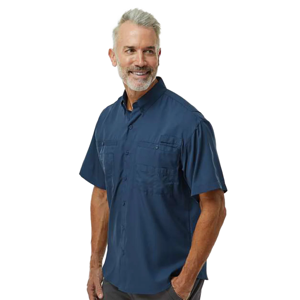 Paragon Men's Navy Hatteras Performance Short Sleeve Fishing Shirt - Image 3