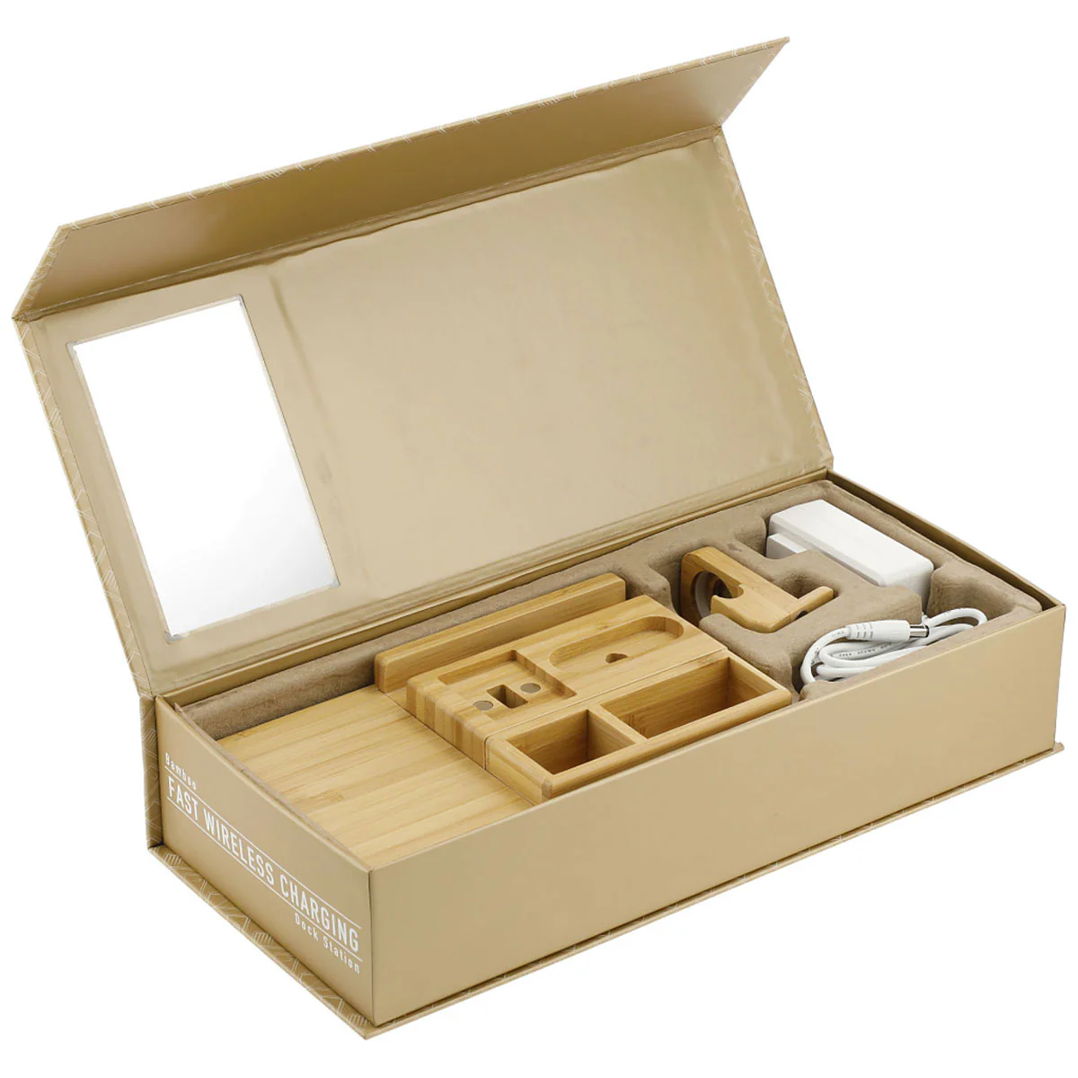 Leed's Natural Bamboo Fast Wirelsss Charging Dock Station - Image 4