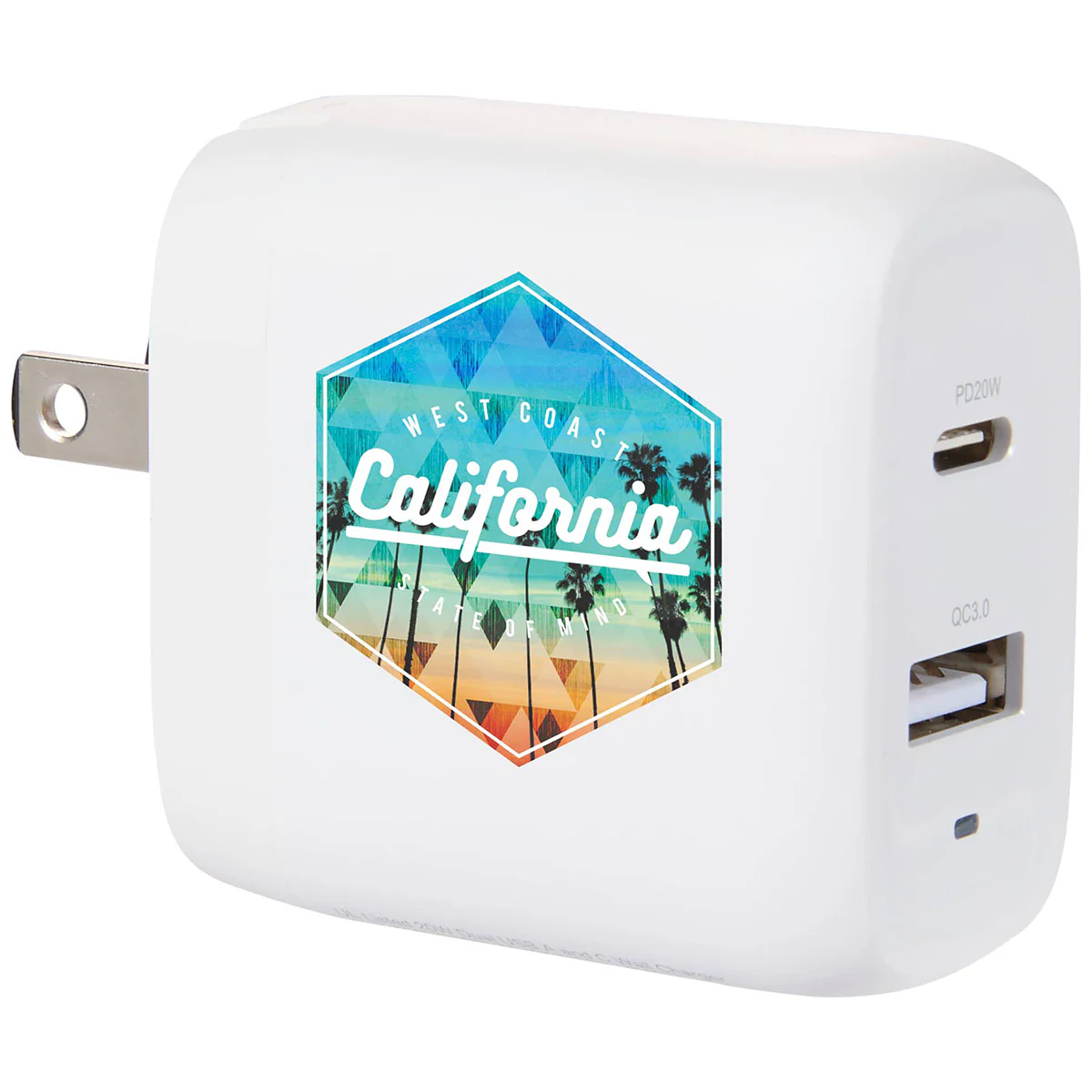 Leed's White UL Listed 20W Dual USB-A and Type-C Wall Charger - Image 2