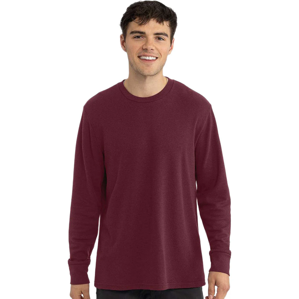 Next Level Unisex Maroon Ideal Thermal Long Sleeve T-Shirt - Image 3