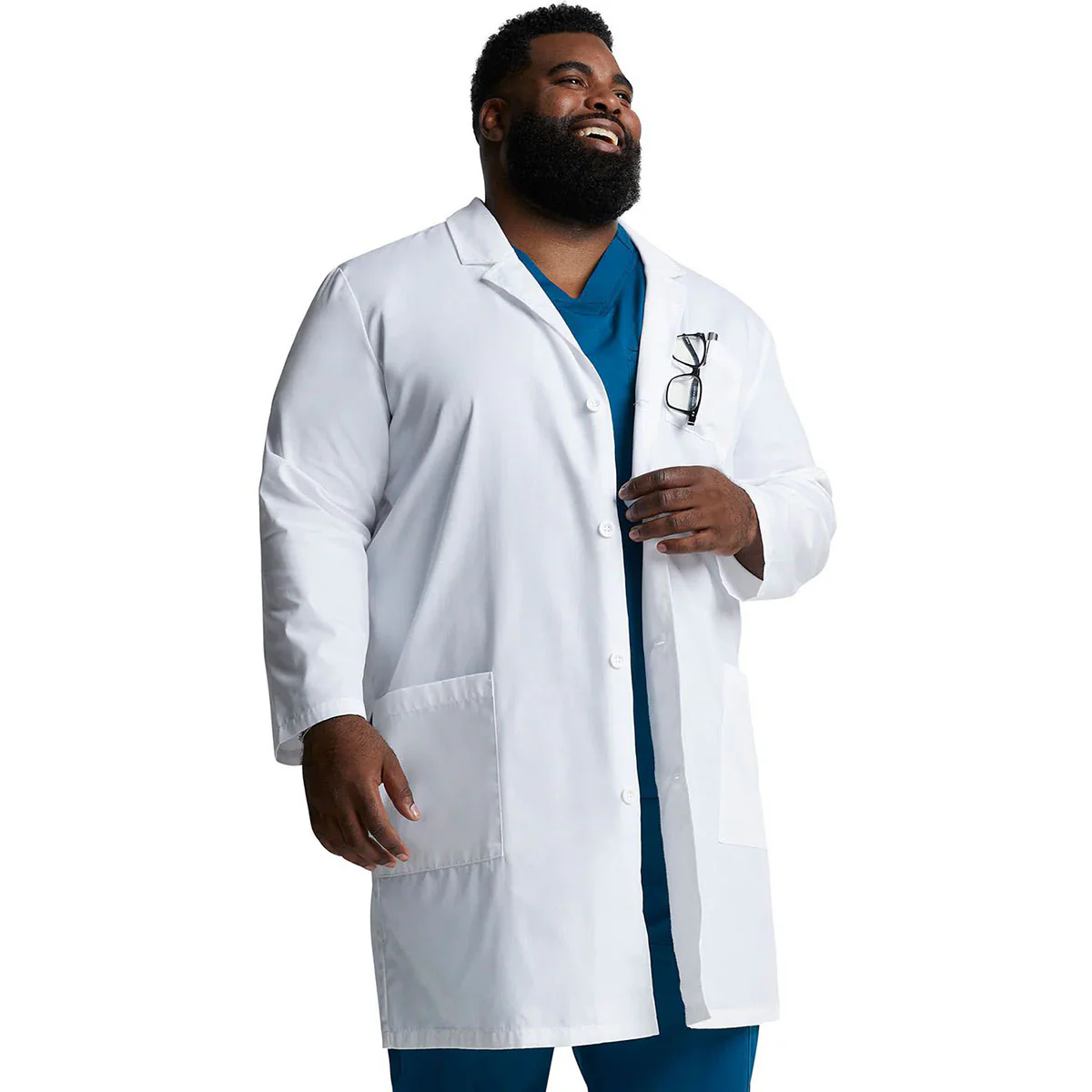 Dickies Unisex White Three-Pocket 40" Full-Length Lab Coat