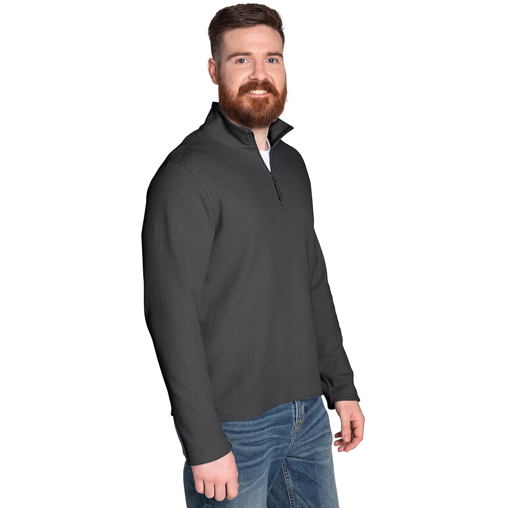 Charles River Men's Charcoal Waffle Quarter Zip Pullover - Image 4