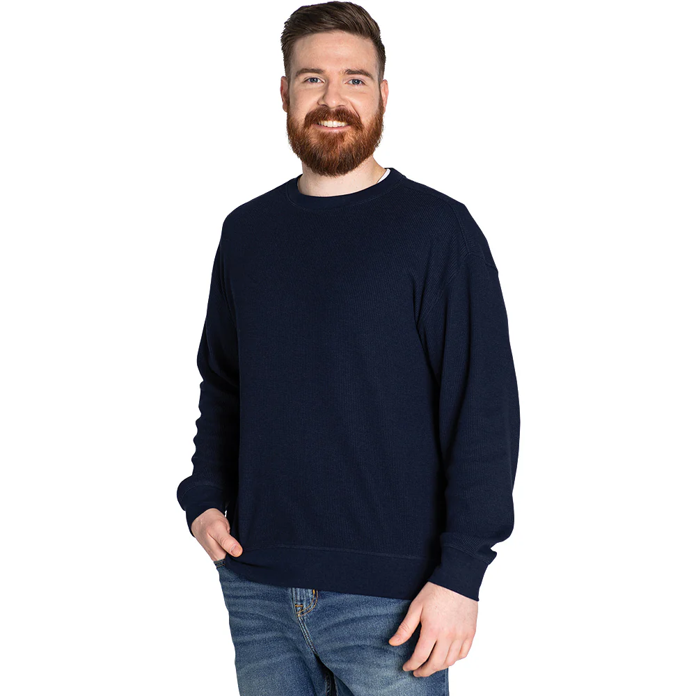 Charles River Unisex Navy Waffle Crew Neck Sweatshirt - Image 4