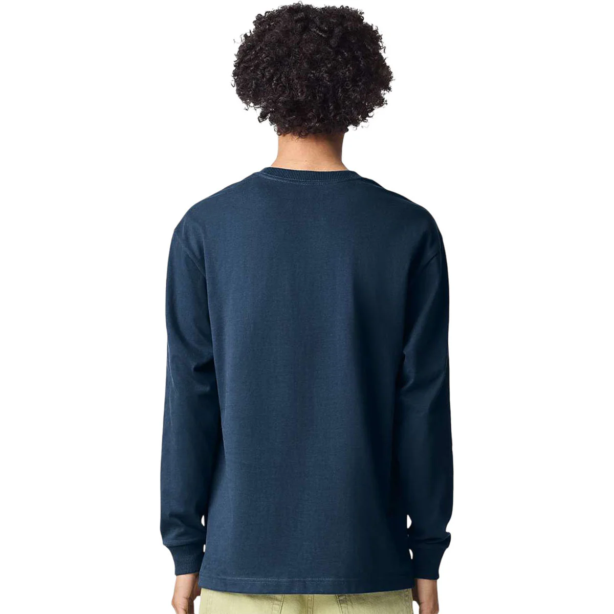 American Apparel Unisex Sea Blue Super Heavyweight Long Sleeve Pocket Tee - Image 4