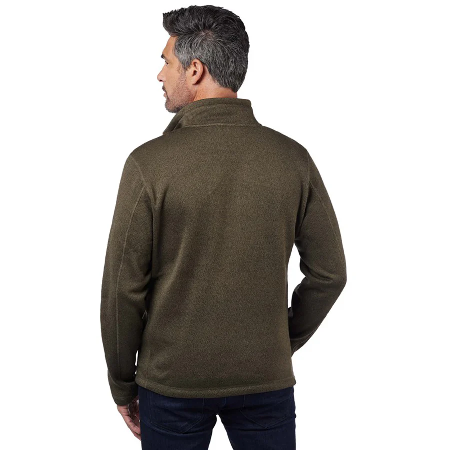 Landway Men's Olive Kodiak Herringbone Quarter-Zip Sweater-Knit Fleece - Image 3