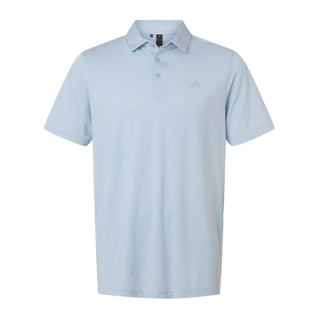 Adidas Men's White/Crystal Sky Performance Textured Polo - Image 4