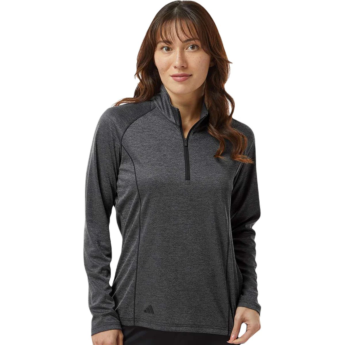 Adidas Women's Black Melange Space Dyed Quarter Zip Pullover - Image 3