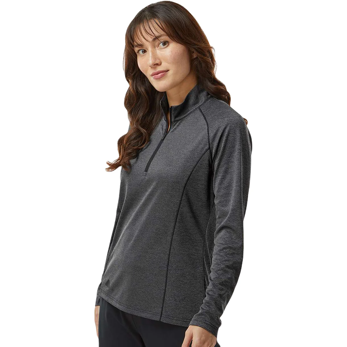 Adidas Women's Black Melange Space Dyed Quarter Zip Pullover - Image 5