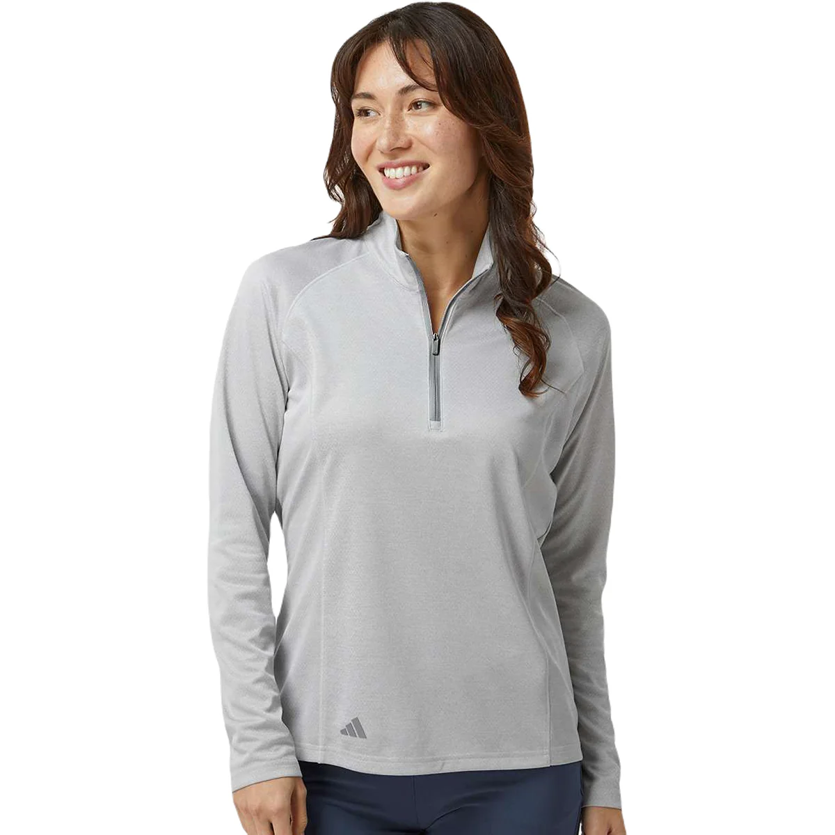 Adidas Women's Grey One Heather Space Dyed Quarter Zip Pullover - Image 3