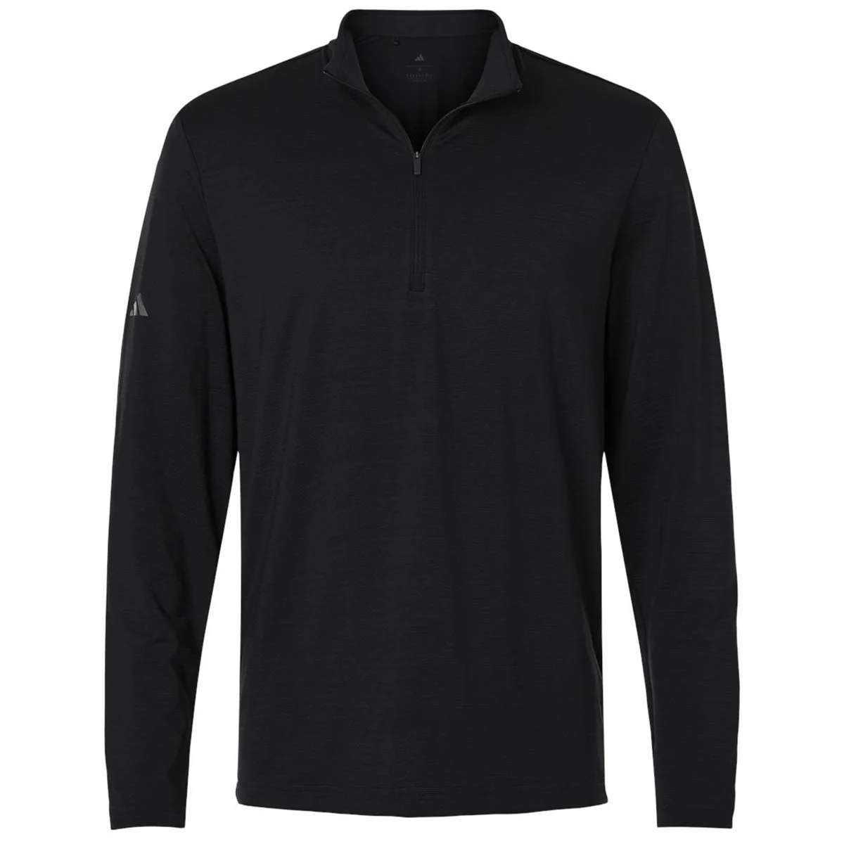 Adidas Men's Black Textured Stripe Quarter-Zip Pullover