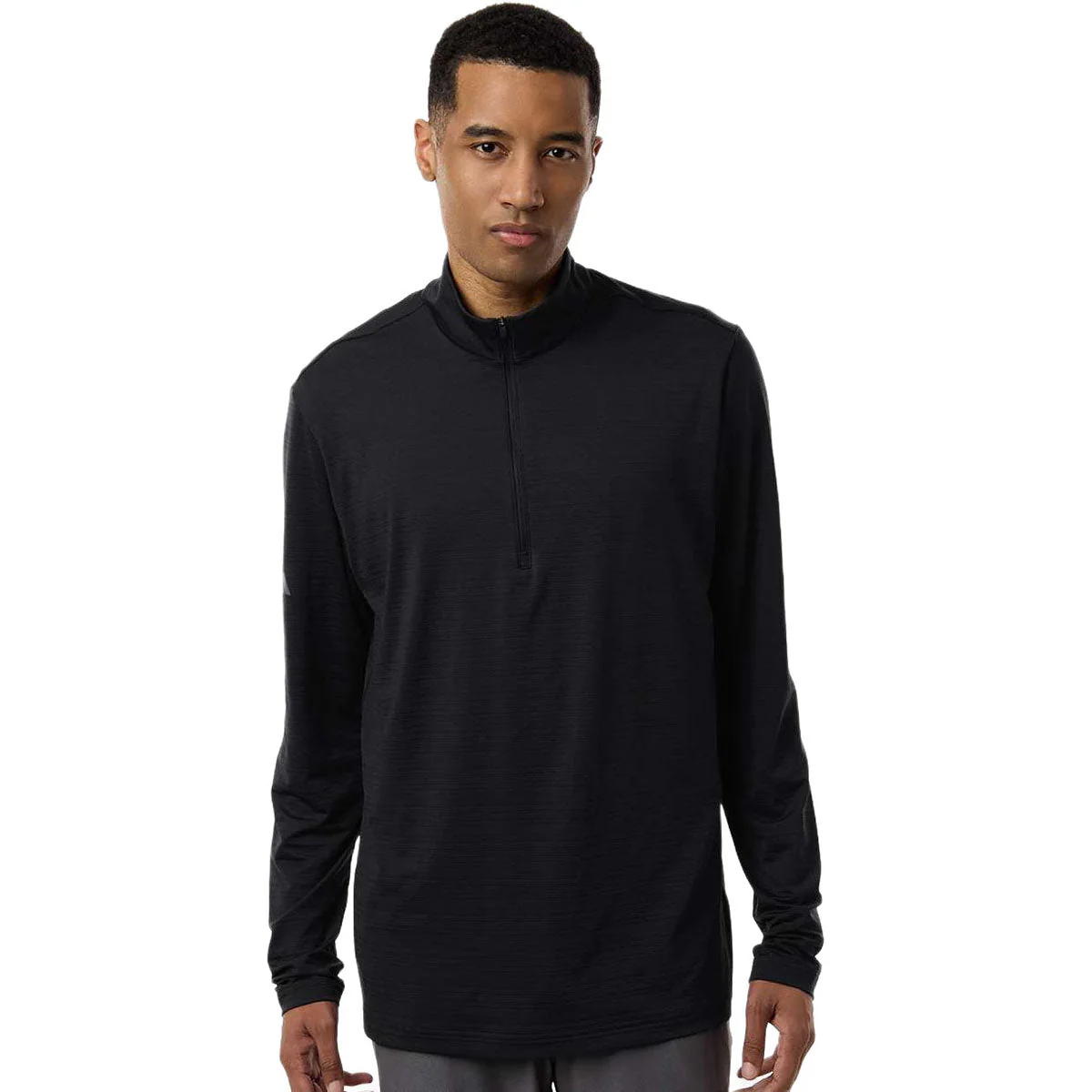 Adidas Men's Black Textured Stripe Quarter-Zip Pullover - Image 3