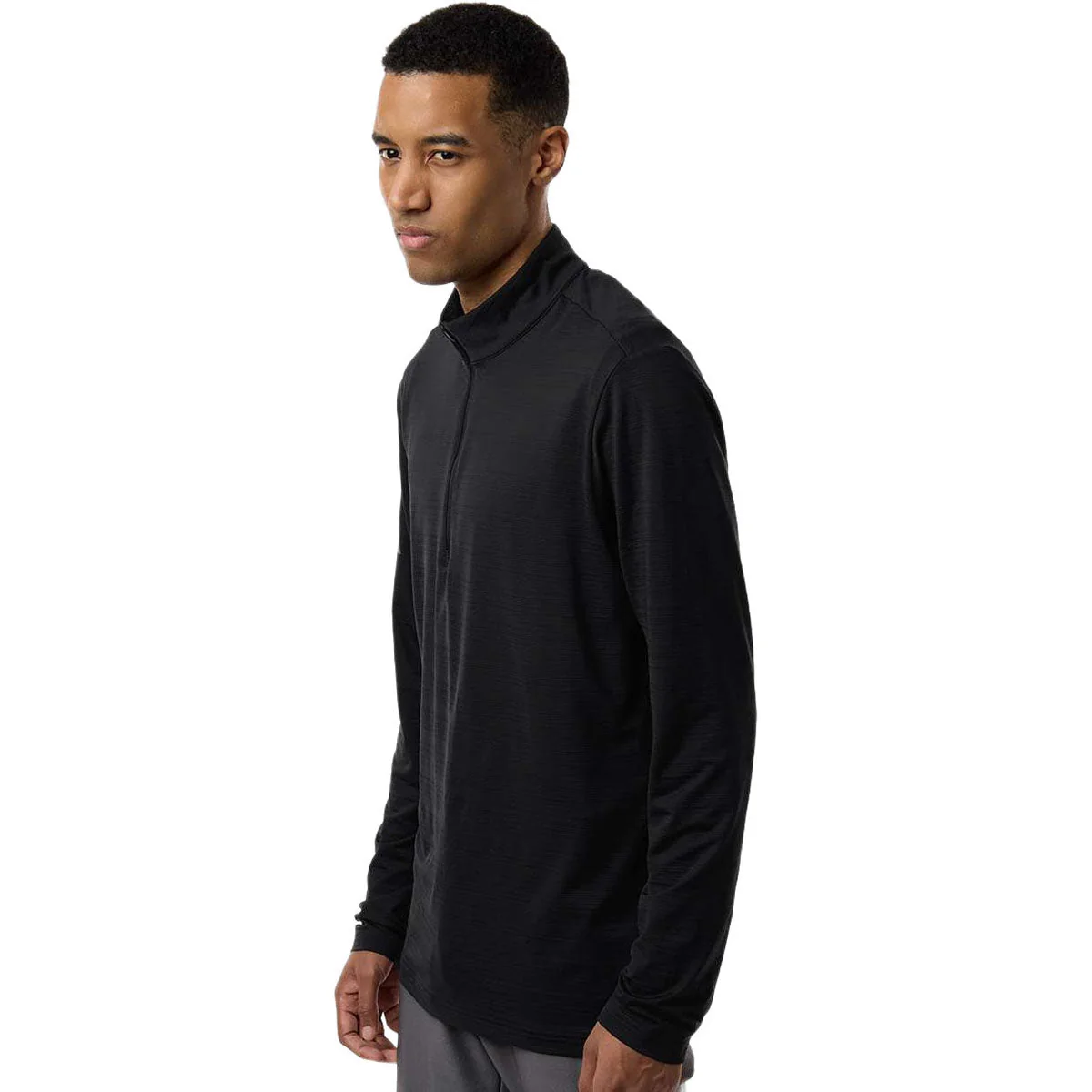 Adidas Men's Black Textured Stripe Quarter-Zip Pullover - Image 5