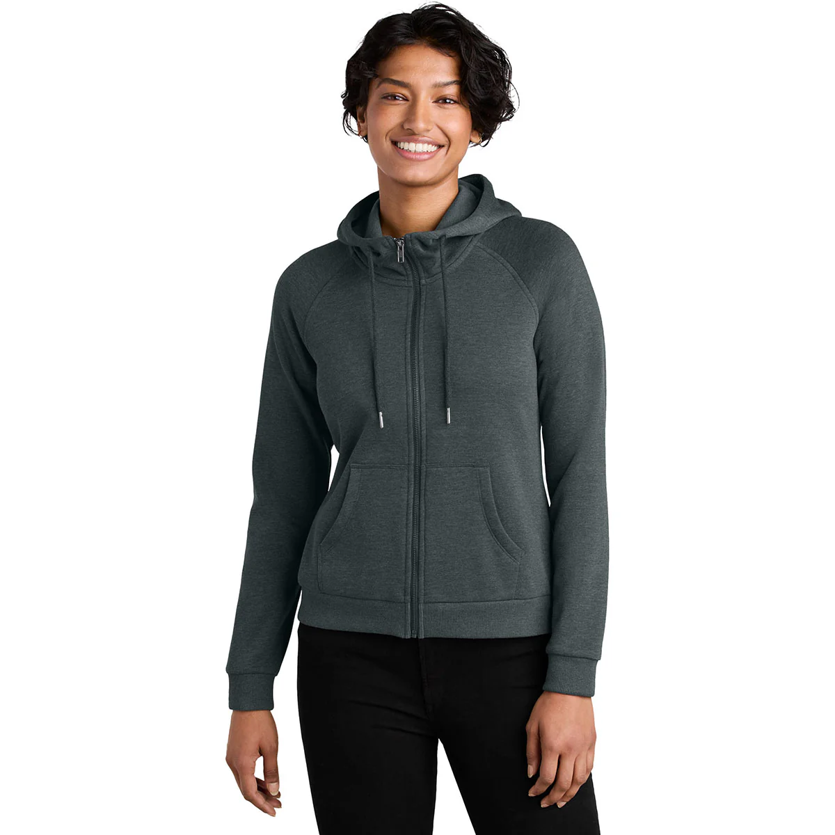 Allmade Women's Aluminum Grey Heather Organic CVC Fleece Full-Zip Hoodie - Image 3