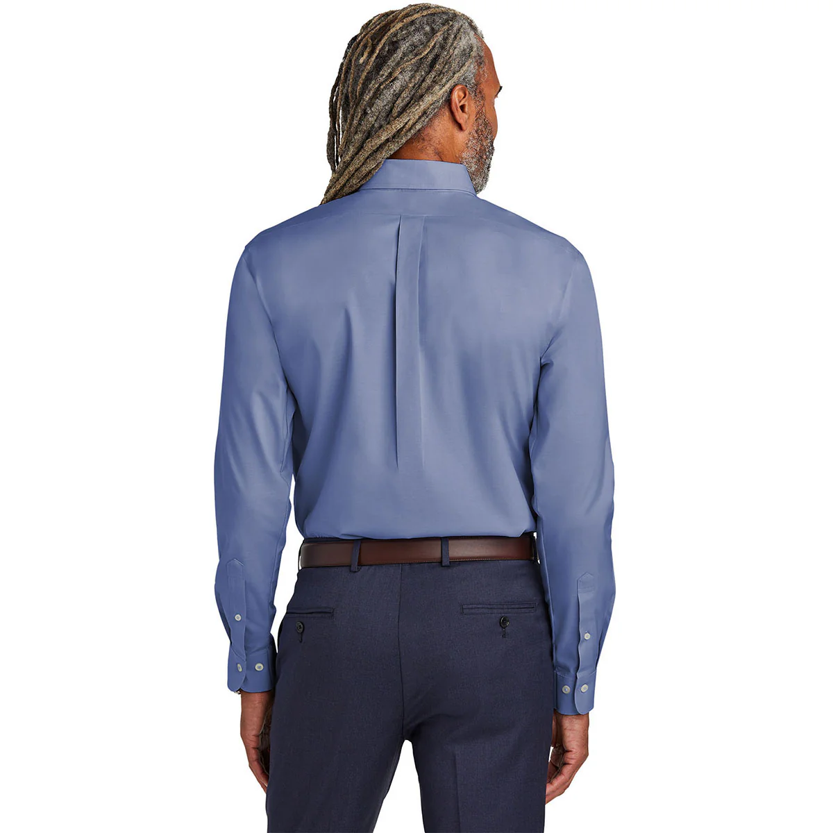 Brooks Brothers Men's Cobalt Blue Wrinkle-Free Stretch Pinpoint Shirt - Image 4